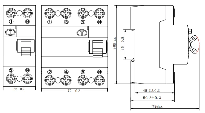 taille du rccb ekl1-125h